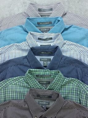 Eddie Bauer Men’s Dress Shirt Lot of 6 Size Small Wrinkle Free Long Sleeve